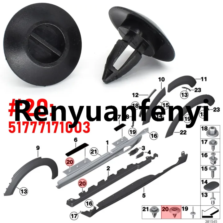 Renyuan%20%E3%80%90Recently%20LoLular%E3%80%9120pcs%20Car%20Bumper%20Clips%20Expansion%20Blind%20Rivets%20Door%20Side%20Fifty%20percent%20discount%20Sill%20Skirt%20Trim%20Rocker%20Molding%20Clip%20For%20Bmw%20X1%20X3%20X5%20X6%20Mini%2051777171003%20-%20Image%205
