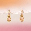 Japanese and Korean style Dongdamen bear earrings 18K real gold non-fading pickaxe diamond earrings small fresh and sweet earrings. 