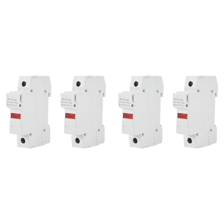 Uxcell RT18-32X DIN Rail Mount Fuse Holder – 1 Pole, 32A, 380V AC, 10x38mm Fuse, For 35mm DIN Rail, Gray/White