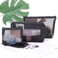 3Size Black Mesh Makeup Bag Women Transparent Cosmetic Bag Small Large Portable Storage Bags Travel Towel Organizer. 