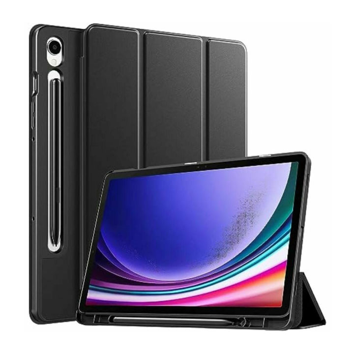 Flip Cover for Samsung Galaxy Tab S10 FE case Soft Flexible Flip Case Cover with S Pen Holder for Samsung Galaxy Tab S10 FE 11 inch with Auto Sleep Wake Recoil Series (Black)