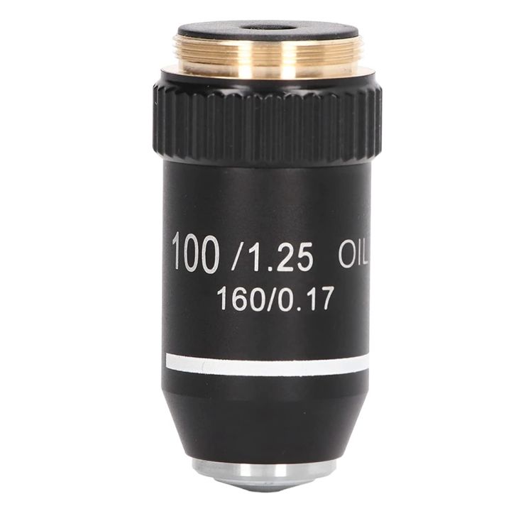Biological Microscope Lens 195 Achromatic Black Objective Lens 100X Oil High Power Objective Interface