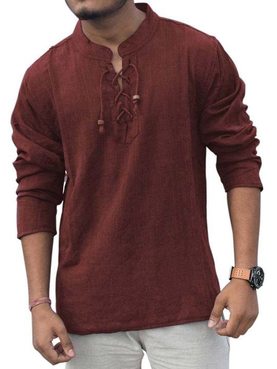 Laced%20Up%20Kurta%20Shirt%20For%20Men%20-%20Image%205