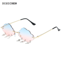 DISICHEN Special 2024 Funny Cloud Shaped Sunglasses Y2K Trendy Rimless Tassel Shades Luxury Women Design Sun Glasses Eyewear UV400. 