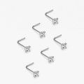 6 stylish stainless steel zircon nasal septum pierced studs 20G mini nose ring earring pierced studs lady body pierced accessori. 