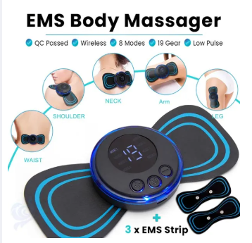EMS Rechargeable Mini Body Massager with Digital Display | Full Body Muscle Relaxer | Portable Pain Relief Massager | Adjustable Modes & Intensity