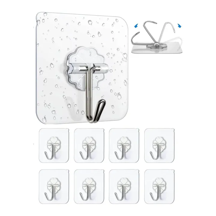 6pcs%20Self%20Adhesive%20Hook%20Transparent%20Hooks%20for%20Kitchen%20Bathroom%20Door%20Ceiling%20Hanger%20%7C%20Home%20Office%20Wall%20Powerful%20Plastic%20Wall%20Hook%20%7C%20Hooks%20For%20Wall%20-%20Image%203
