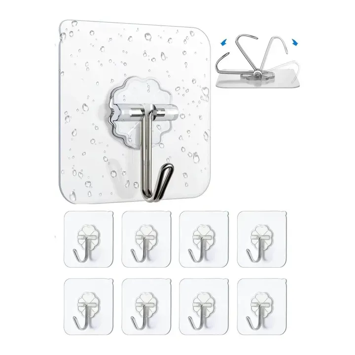 6pcs%20Self%20Adhesive%20Hook%20Transparent%20Hooks%20for%20Kitchen%20Bathroom%20Door%20Ceiling%20Hanger%20%7C%20Home%20Office%20Wall%20Powerful%20Plastic%20Wall%20Hook%20%7C%20Hooks%20For%20Wall%20-%20Image%203