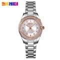 SKMEI 1534 Fashion Women Quartz Watch Innovative Design Rhinestone Inlay 3Bar Waterproof Stainless Steel Strap For Women. 