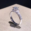 JZ301 Flower Gold Plated Rose Vintage Women's Ring Artificial Diamond Group Set Imitation Moissanite 80 Points Diamond Ring. 