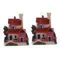 FORIDE 2X Cute Mini Resin House Miniature House Fairy Garden Landscape Home Garden Decoration Resin Crafts 4 Styles Random. 