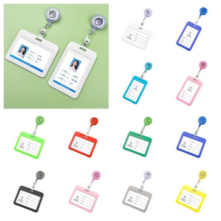 Gift Plastic Retractable Card cover Solid ID Card Holder Business Credit Card Holders Bus Pass Card Badge Holder Bus Card Cover Case Hospital