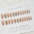 A523-Wear nail color powder bow nail art white burst nail piece diamond pure desire nail patch handmade. 