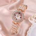 Elegant With Bracelet Gypsophila Watch Rose Gold Bling Bling Flower Diamond Watch Alloy Ladies Watch. 