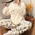Wenefang Sanrio Hello Kitty Kuromi My Melody Pochacco Xmas Cartoon Plus Velvet Fashion Thickened Pajamas Creative Anime Movie Home Wear Set Gift. 