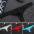 DESCENTE Men Briefs Elastic Solid Color T-shaped Thong Ice Silk Low Waist Quick Dry Moisture-wicking Cooling Translucent U Convex Slim Fit Underwear Men Underpants. 