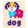 Cute Baby Colorful Wooden Dog Shaped Puzzle, Numerical Number with Animal Name Early Learning & Education Toys 3D Jigsaw Montessori Puzzle for Kids. 