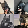 Douyin Party Makeup Halloween Cosplay Headwear Mask Batman Latex 2024 New Batman Bar Same Style. 