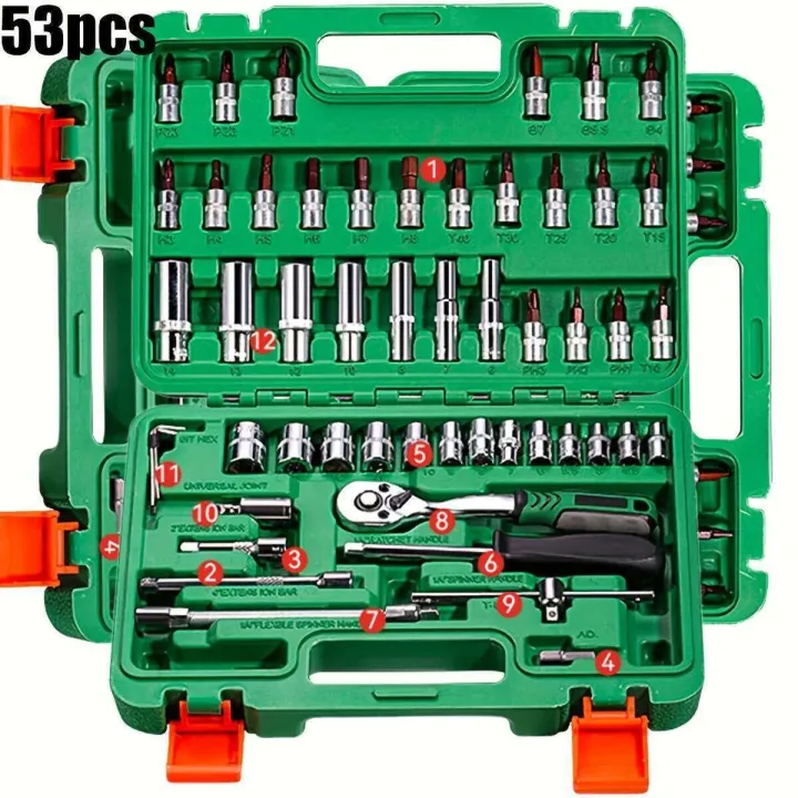 Drive Set 72 teeth/53pcs Drive Set,SAE and Metric Hex Bit Socket Set,Ratchet ...