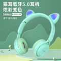 【Whoever it, who it】MZY08M Cat Luminous Headset Bluetooth Headset Subwoofer Wireless Foldable Universal Headset. 