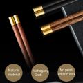 5 Pair Elegant Wooden Portable Chopsticks Paint Free Wax Free Wooden Chopstick Smooth Copper Inlaid Head Dining Chopsticks Hotel. 