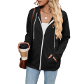 Women Casual Full Zip Up Hoodie Comfy Loose Long Sleeve Sweatshirt Solid Color Jacket with Pockets. 