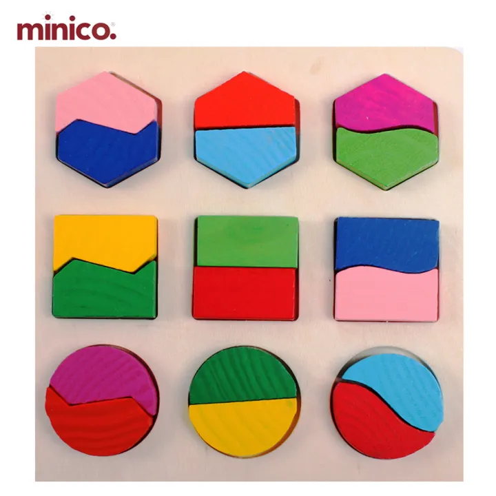 Minico Wooden Shape & Color Matching Puzzle Board – Montessori Toddler ...