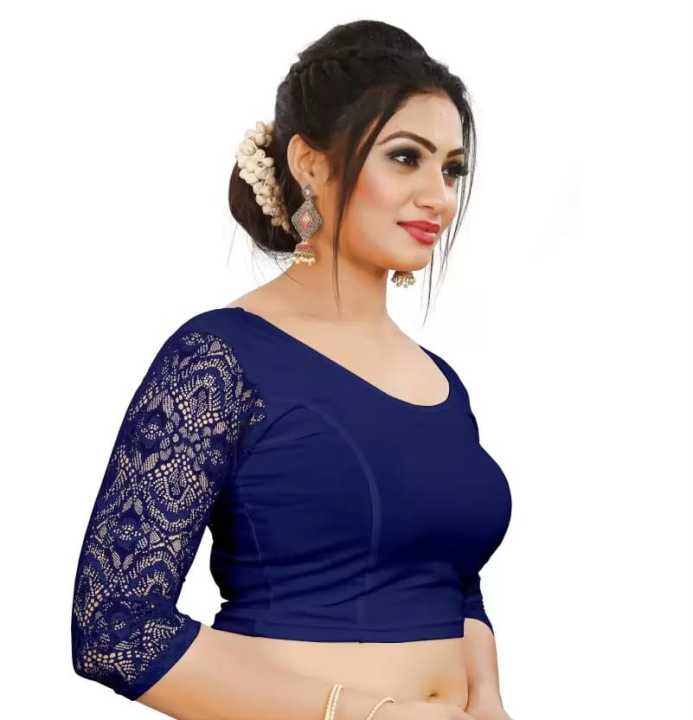 Blue%20Readymade%20Stretchable%20Blouse%2028%20to%2048%20Size%20Cotton%20Lycra%20for%20Women%20-%20Image%204