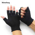 Wenefang 1Pair Black Half Finger Fingerless Gloves for Women and Men Wool Knit Wrist Cotton Gloves Winter Warm Workout Gloves. 