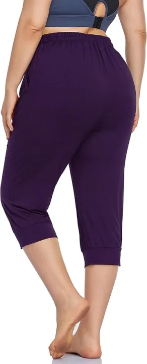 Personality%20High%20Waist%20Capri%20Sweatpants%20for%20Women%20Polyester%20Yoga%20Workout%20Gym%20Pocket%20Drawstring%20Slim%20Fit%20Cropped%20Joggers%20With%20Pocket%20-%20Image%204