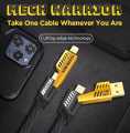 4 in 1 Fast Charging Cable (Type C/USB A/Lightning) Dual Type C PD 27W 65W Nylon Braided Cable | Flat Braided i-Phone Charging Cable with Velcro Multi Charging Cable Combo Type C/USB-A Ports. 
