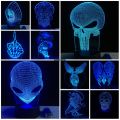 Orchid Toys Gift Table Table Lights Night RGB Bulb Lights 3D Alien Skull Eagle LED Mood Multicolor Remote Control Halloween Para. 