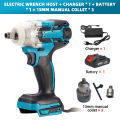 520N.m Cordless Electric Impact Wrench Brushless Electric Wrench Hand Drill Socket Power Tool For Makita 388V Battery. 
