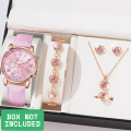 Amo Store Women’s Fashion Jewelry Gift Set – Classic Quartz Watch with Matching Ring, Pendant & Bracelet. 