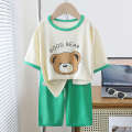 New Yaseller Homewear Seven-quarter Sleeve Set Boys Girls Pamas Summer Thin Medium Large Children Air Conditioning Clothes. 