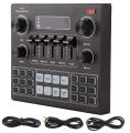 V9 Live Sound Card BT Accompaniment Audio Mixer with Sound Effects Broadcasting Recording Network Singing on Phones Laptop. 