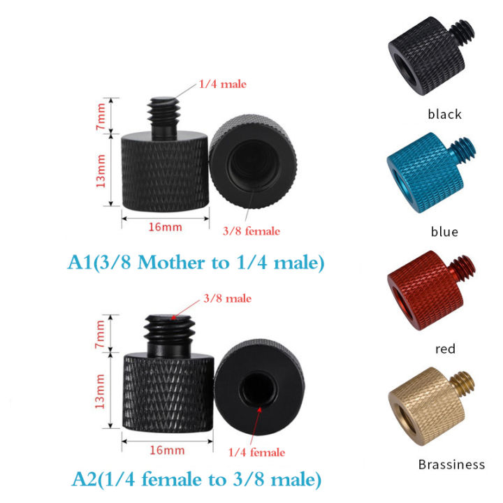 1/4 to 3/8 Inch Conversion Screw Universal Camera Dual Nuts Tripod Mount Screw Adapter Converter for DSLR Camera Tripod Quick Release Mount Adapter Gonghpng