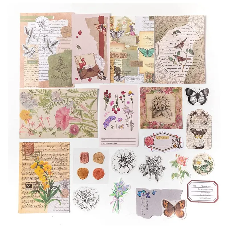 Kit Scrapbooking Vintage 229 Pièces - Autocollants, Papiers, Washi Tape - Journal Créatif DIY - Cadeau Femme