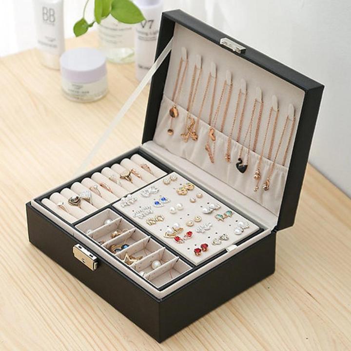 Vylon%20Two%20layer%20Jewelry%20organizer%20Box%20Imported%20Women%20Display%20Storage%20Case%20Large%20PU%20Leather%20Holder%20With%20Lock%20For%20Earring%20Ring%20Necklace%20Bracelet%20-%20Image%203