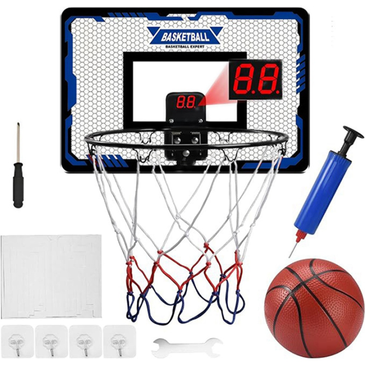 Indoor Wall Basketball Basketball Hoop for Bedroom Basketball Hoop for Kids and Adults, Pump and Complete Accessories A