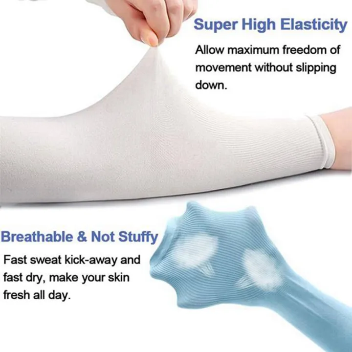 Kqueebee%201%20Pairs%20Unisex%20Arm%20Cooling%20Sleeves%20UV%20Protection%20Arm%20Sleeves%20for%20Men&Women,for%20Running,%20Cycling,%20Hiking,%20Golf(White)%20-%20Image%204