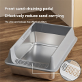 Semi Enclosed Stainless Steel Litter Box with Lid Anti-Splashing High Sides for Cats Easy to Clean. 