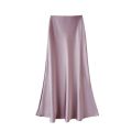 Basic Summer Satin Silk Long Skirt High Waist Half Body Dress High Waisted Skirts Slim Fit A Line Midi Skirt Girl. 
