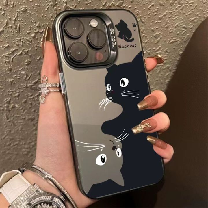 Winnie Bear Black White Cats Phone Case Compatible for IPhone 15 11 12 13 14 7 8 Pro Max XR X XS Max Soft Shockproof Cover