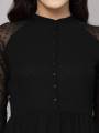 one piece for Women girls Fit Flare Black color Mandarin Collar western wear dress for all occasion casual party wear. 