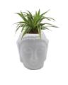 Ceramic Planter Gautam Buddha Shape Flower Pot Gift-White 5 INCH (White)  Vase Glazed Ceramics  Cases. 