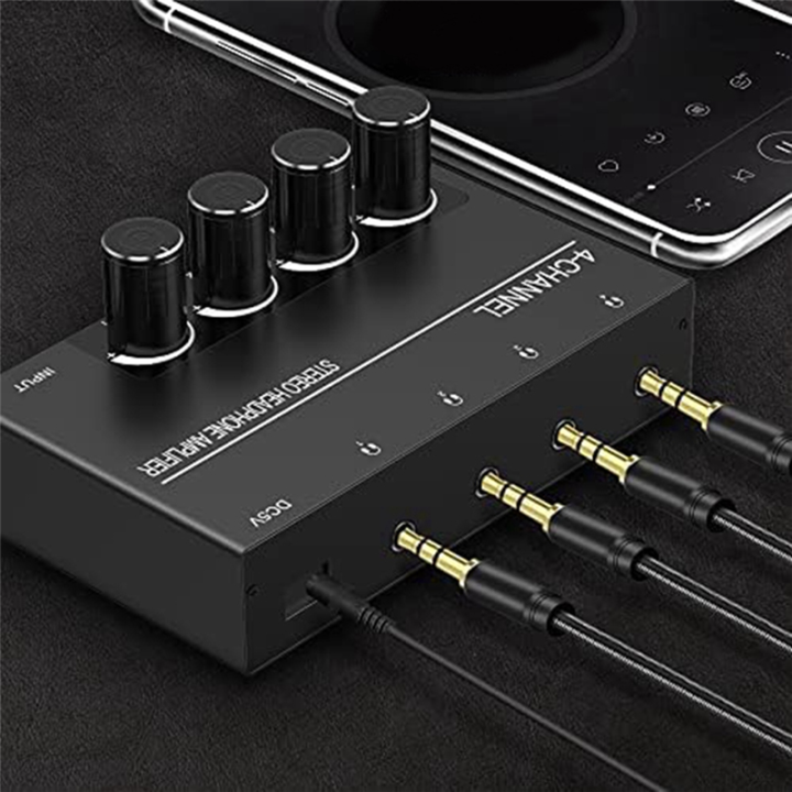 4%20Channel%20Headphone%20Amplifier%20Headphone%20Splitter%20With%204%203.5MM%20Headphone%20Output%20And%203.5MM%20Audio%20Input%20-%20Image%203