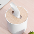 Cluellp-4X Wooden Cover Round Roll Paper Tissue Tube Household Removable Mini Wooden Tissue Box. 