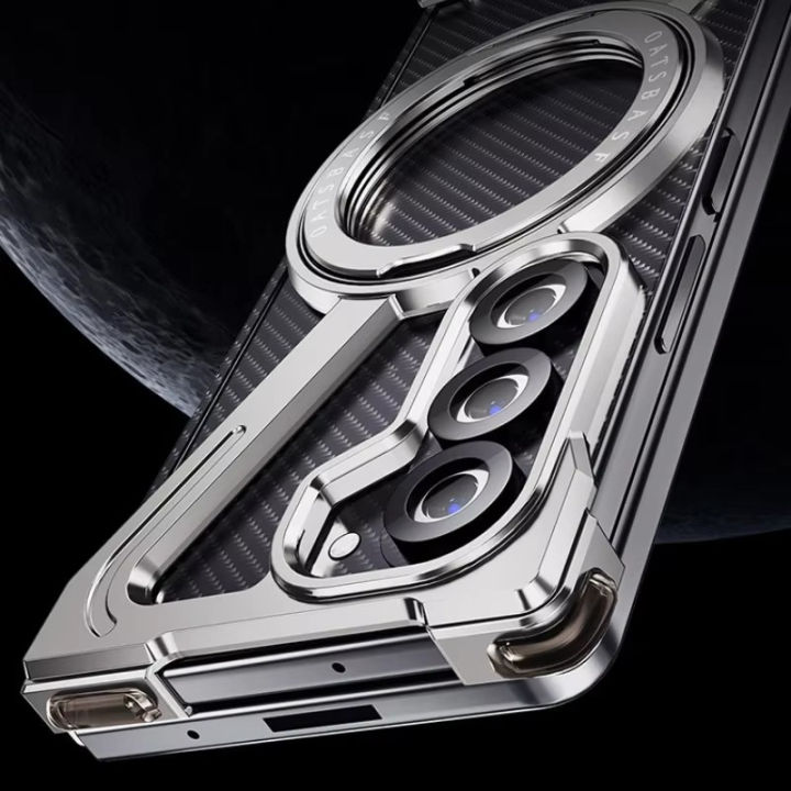 NEW%20Z%20Shape%20Aluminum%20Alloy%20Rimless%20Magnetic%20Phone%20Case%20For%20Samsung%20Galaxy%20Z%20Fold%205%20Z%20Fold%206%205G%20Metal%20Stand%20Magsafe%20Buffer%20Hard%20Cover%20-%20Image%205