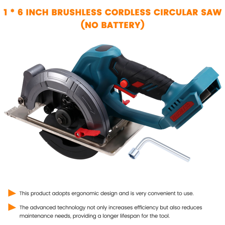 6%20Inch%20Brushless%20Cordless%20Circular%20Saw%2012500%20RPM%20Compact%20Circular%20Saw%20for%20Wood/Stone/Metal%20for%2018V%20Battery%20-%20Image%205